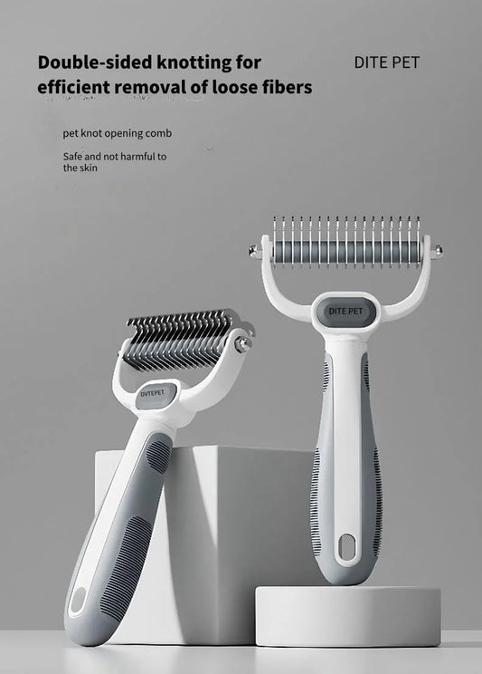 Dog Cat Grooming Brush, Double-Sided Deshedding - Dematting Undercoat Rake and Pin Brush for Long and Short Haired Dogs Cats