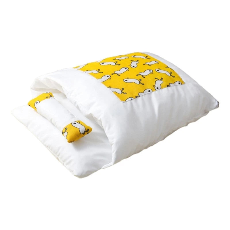 Cat Bed Cave Sleeping Bag Self Warming Pad Pet Sack Hideaway Soft Warm Cushion with Pillow for Cats and Small Dog Y5GB