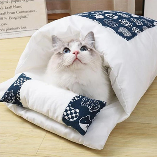 Cat Bed Cave Sleeping Bag Self Warming Pad Pet Sack Hideaway Soft Warm Cushion with Pillow for Cats and Small Dog Y5GB