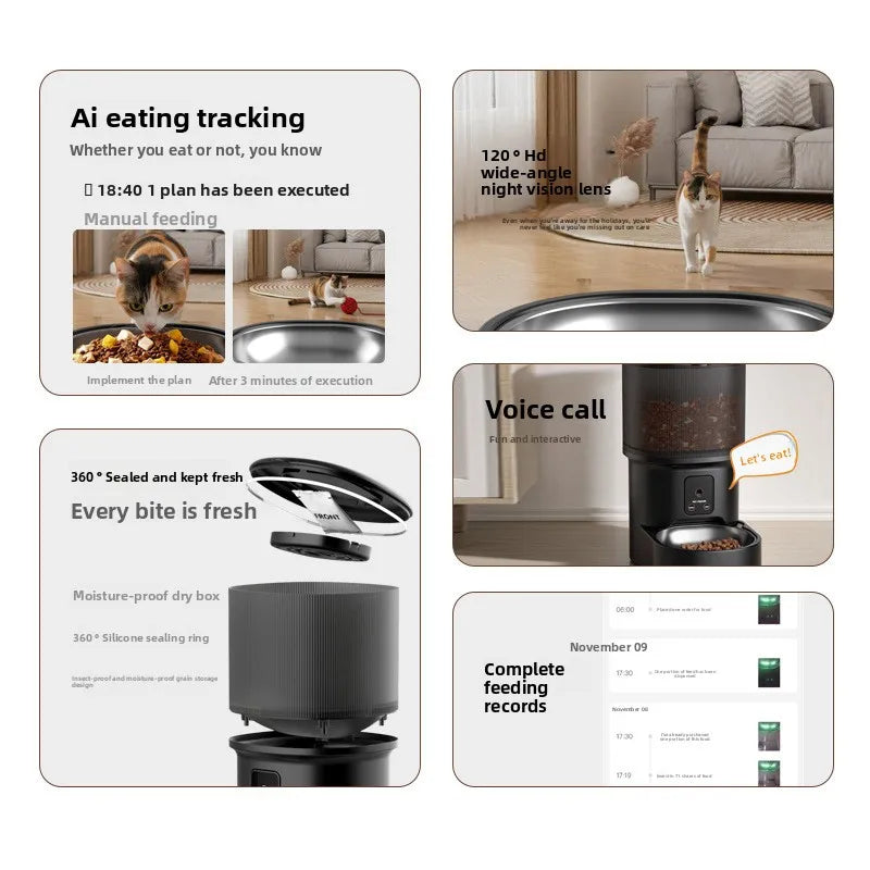 Pet Smart Feeder Timed Feeding Remote Voice Control Home with Video Feeder