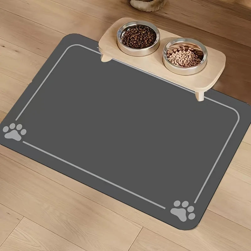 Cat & Dog Feeding Mat for Food and Water Bowl-Pet Mat Absorbent Non-Slip Quick Dry Water Bowl Dispenser Mat for Messy Drinkers