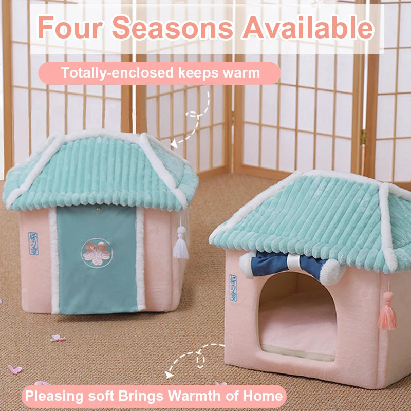 Cute Fully Enclosed House for Cats, Warm Winter Pet House, Super Soft Sleeping Bed for Puppy, Cat House Suppliers