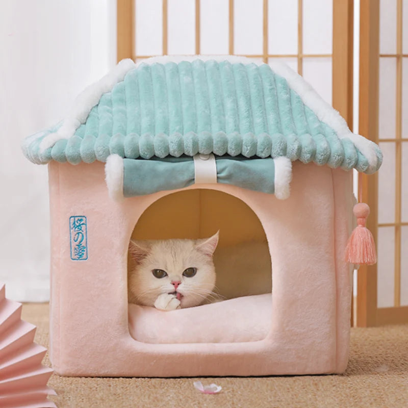 Cute Fully Enclosed House for Cats, Warm Winter Pet House, Super Soft Sleeping Bed for Puppy, Cat House Suppliers