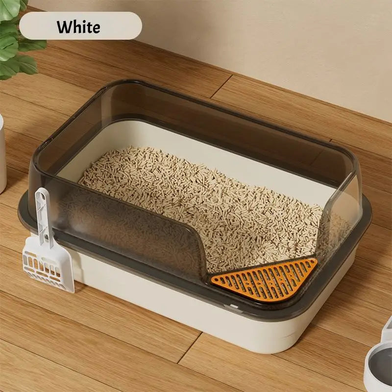 L Cat Litter Box Semi-enclosed Anti Splash Cat Tray Kitten Toilet Easy Cleaning Toilet Basin Persian Cat Supply Pet Accessories
