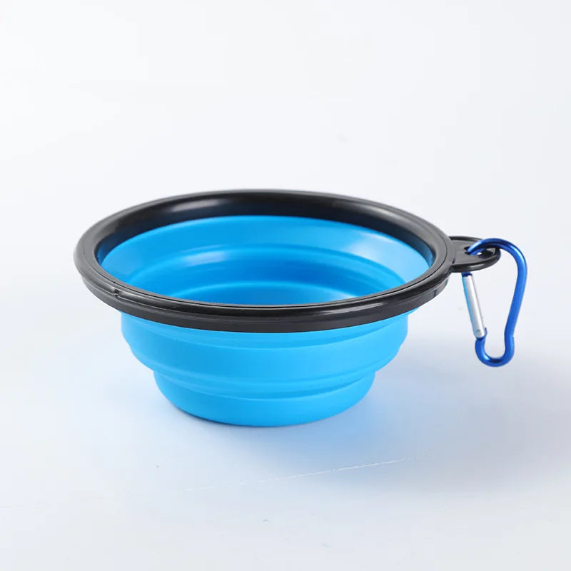 Portable TPE Foldable Pet Bowl, All Breeds Dog Cat Feeding Dish, Outdoor Travel Camping Daily Pet Accessories with Buckle
