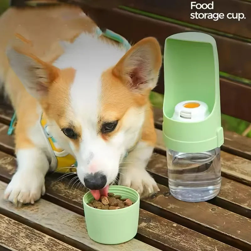 New Portable 2-in-1 Foldable Pet Water Bottle with Food Container Pet Travel Bowl Outdoor Drinking and Feeding Device for Puppies, Cats, and Dogs