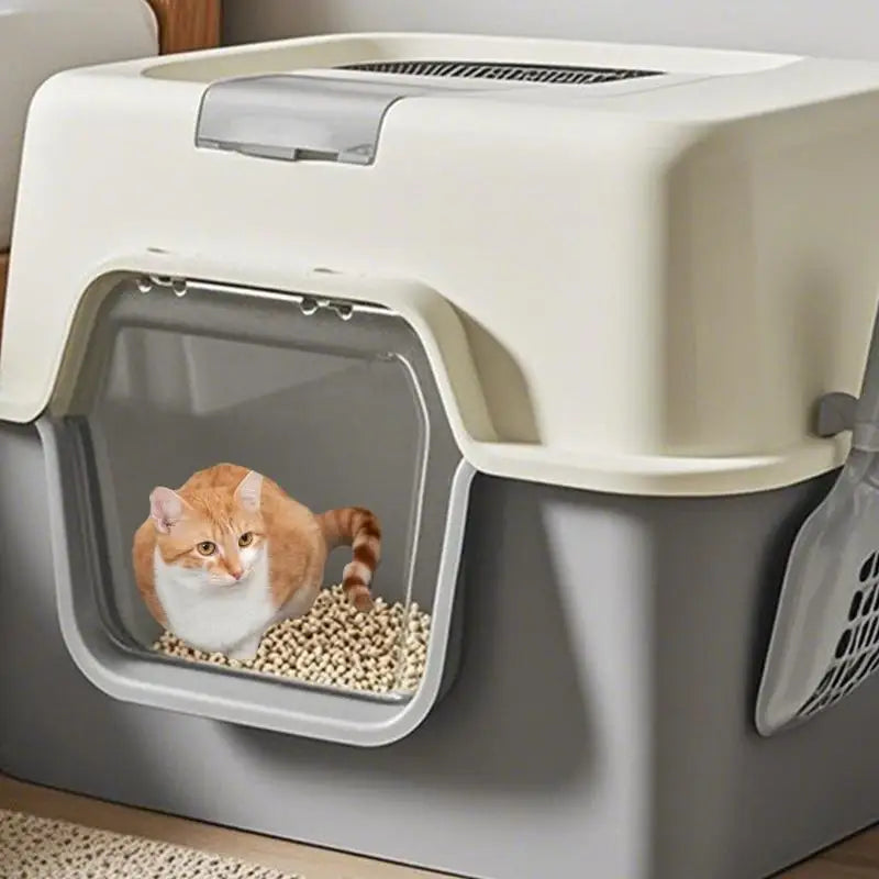 Easy to Clean Enclosed Litter Box for Cats Smooth Surfaces Enclosed Easy Cleaning Litter Box Multicolored D2RD