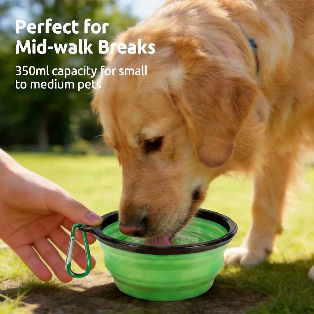 Portable TPE Foldable Pet Bowl, All Breeds Dog Cat Feeding Dish, Outdoor Travel Camping Daily Pet Accessories with Buckle