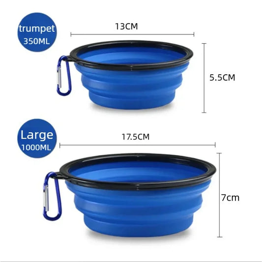 Foldable Silicone TPR Pet Bowl Portable Travel Water Food Bowl Durable Collapsible Feeder for Cat Dog Outdoor Camping