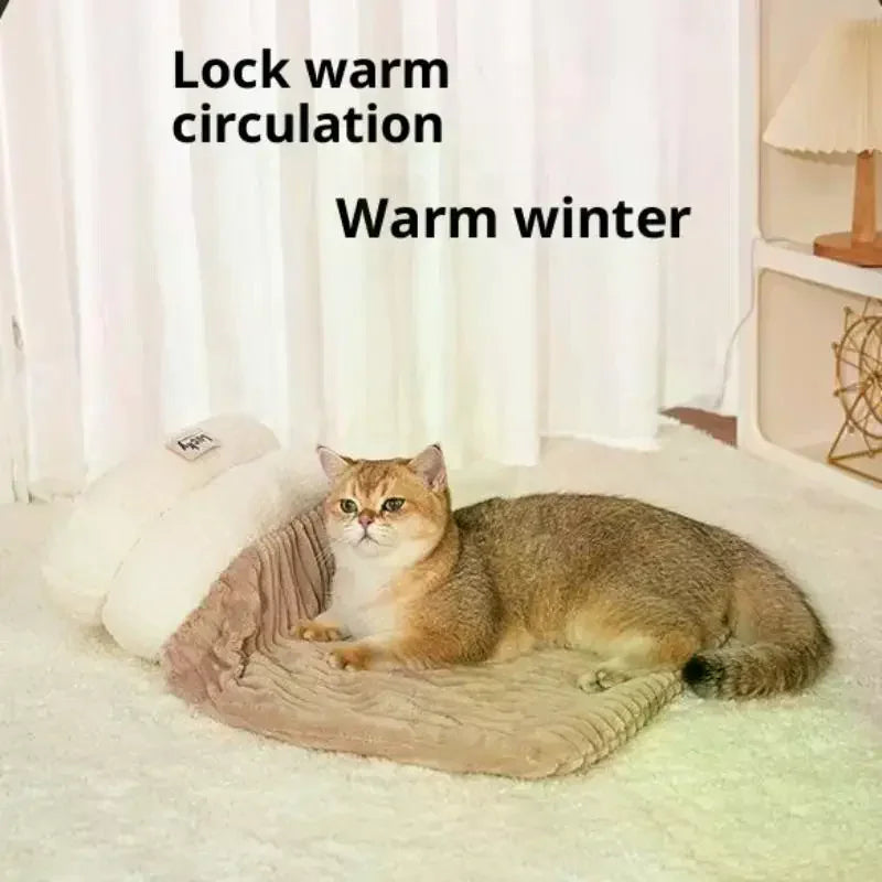 Closed Cat Nest Thickened Cat Bed Sleeping Bag Indoor Cats Winter Warm Sleeping Bag Soft Cat Cave Comfortable Pet Supplies