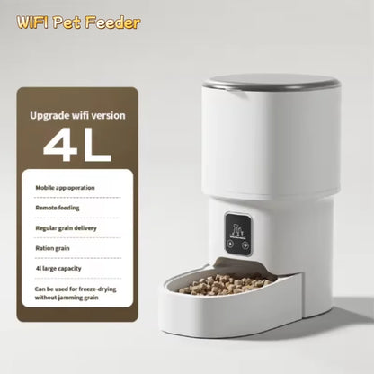 4L Automatic Pet Feeder WiFi Enabled Intelligent Cat And Dog Food Dispenser Smart Pet Feeder with Button Control