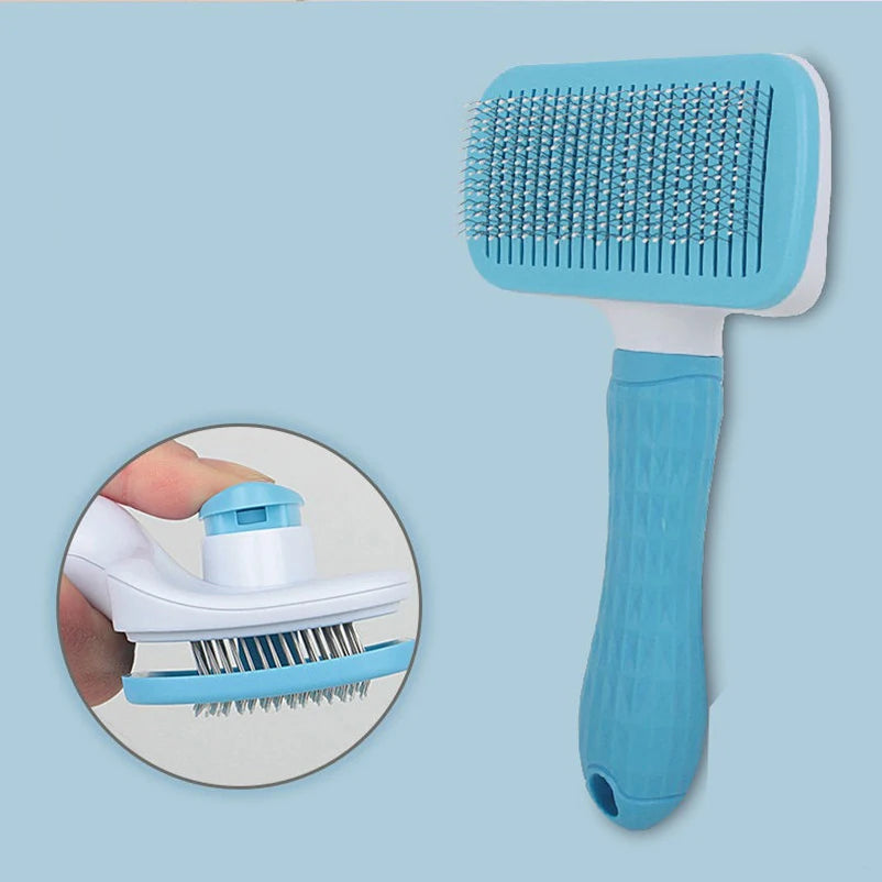 Long Hair Dog Cat Shedding Brush Multifunctional Bath Cleaning Grooming Comb Self-cleaning Pet Essential Supplies