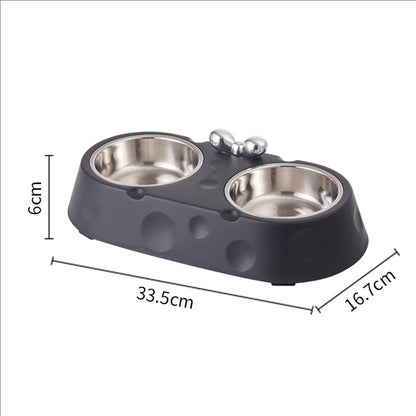 Dog Double Bowl Stainless Steel Puppy Food Water Feeder Durable Pet Drinking Dish Cat Tableware Non Slip Kitten Feeding Supplies