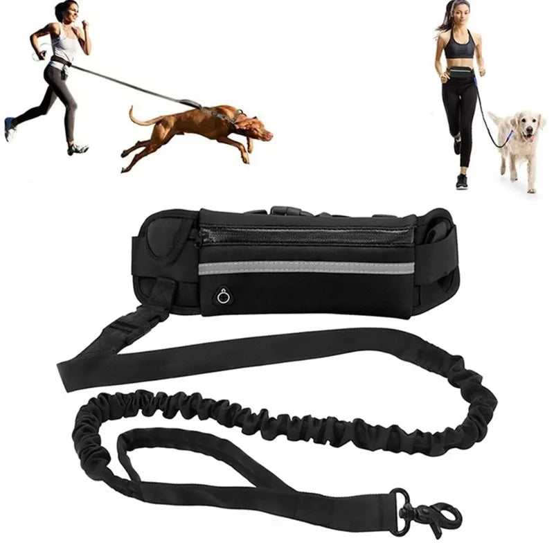 High Visibility Hands-Free Dog Leash Pet Leash Reflective with Waist Bag Retractable Elastic for Running&Walking Pet Supplies HD