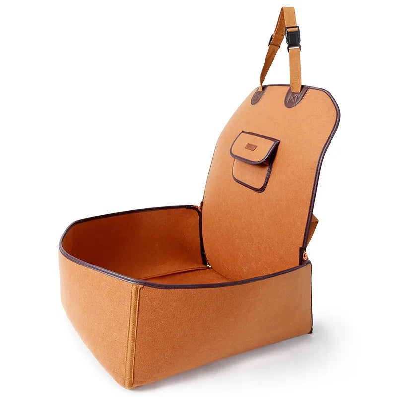 Pet Car Seat Cover Felt Material Booster Seat with Storage Pocket