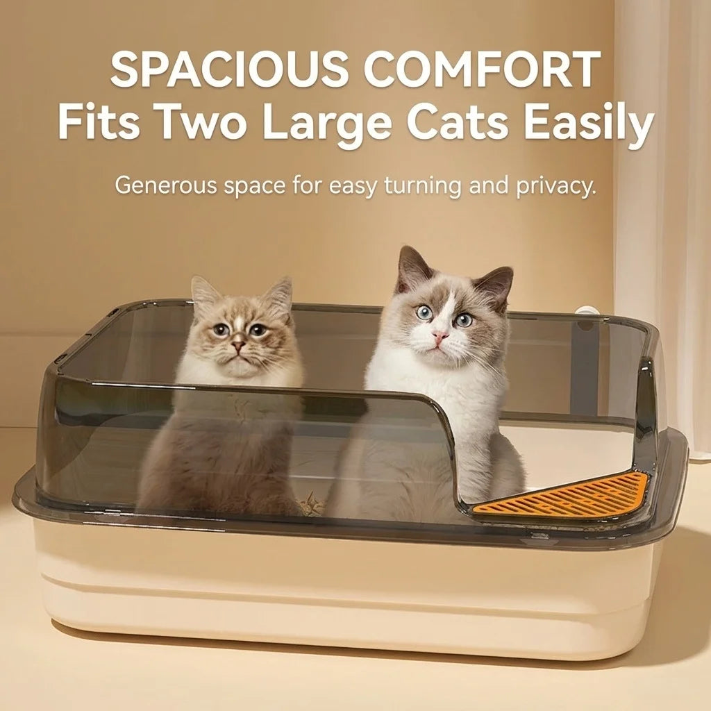 L Cat Litter Box Semi-enclosed Anti Splash Cat Tray Kitten Toilet Easy Cleaning Toilet Basin Persian Cat Supply Pet Accessories