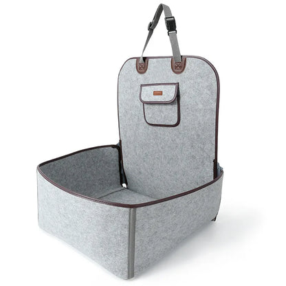 Pet Car Seat Cover Felt Material Booster Seat with Storage Pocket