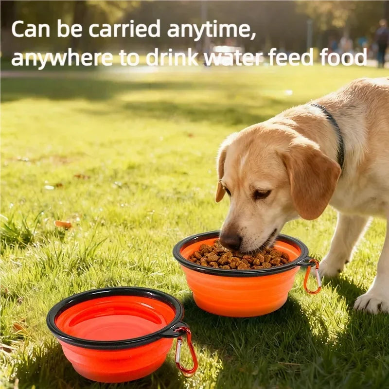 Foldable Silicone TPR Pet Bowl Portable Travel Water Food Bowl Durable Collapsible Feeder for Cat Dog Outdoor Camping