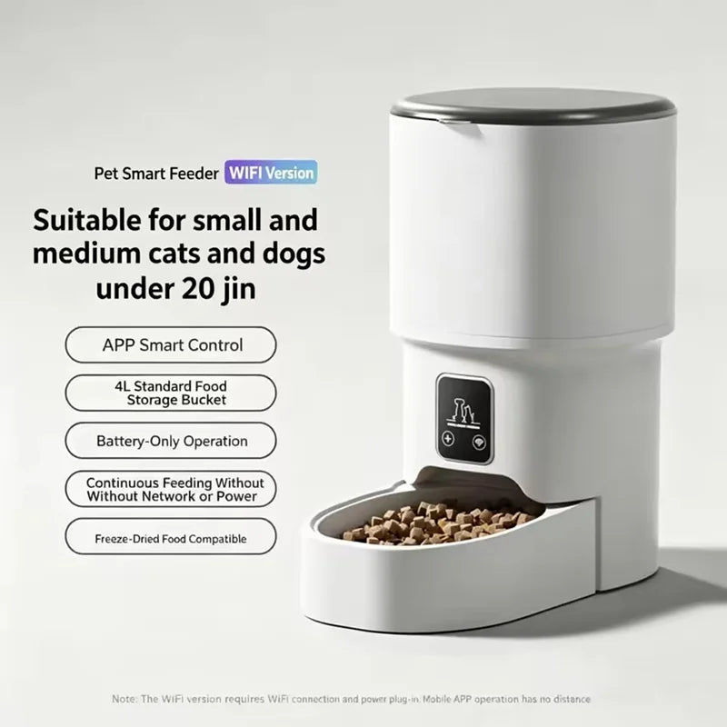 4L Large Capacity Smart Pet Feeder WiFi APP Remote Timed Quantitative Food Dispenser Automatic Feeding Bowl For Cats Dogs
