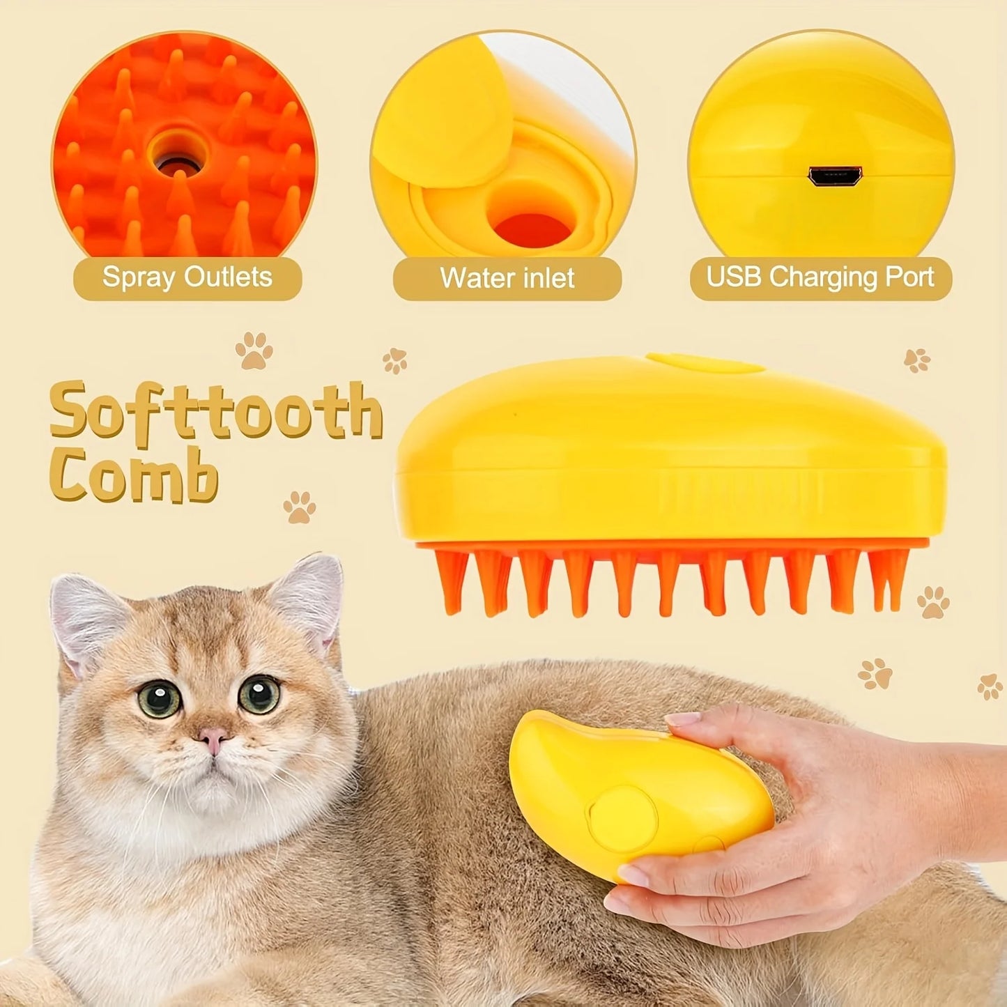 New 3 in 1 Electric Sprays Massage Combs Grooming Tool Shedding for Cat and Dog Fur and a Tool for Cats and Dog with Essential