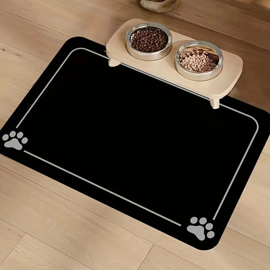 Cat & Dog Feeding Mat for Food and Water Bowl-Pet Mat Absorbent Non-Slip Quick Dry Water Bowl Dispenser Mat for Messy Drinkers
