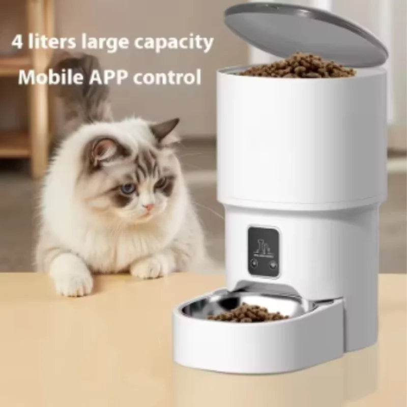 4L Automatic Pet Feeder WiFi Enabled Intelligent Cat And Dog Food Dispenser Smart Pet Feeder with Button Control