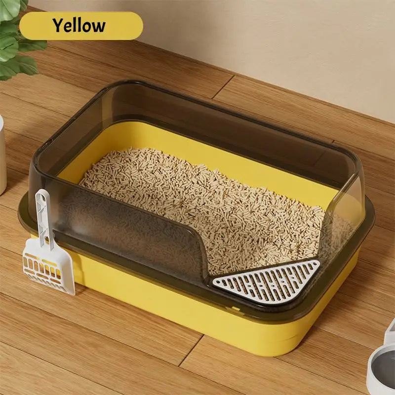 L Cat Litter Box Semi-enclosed Anti Splash Cat Tray Kitten Toilet Easy Cleaning Toilet Basin Persian Cat Supply Pet Accessories