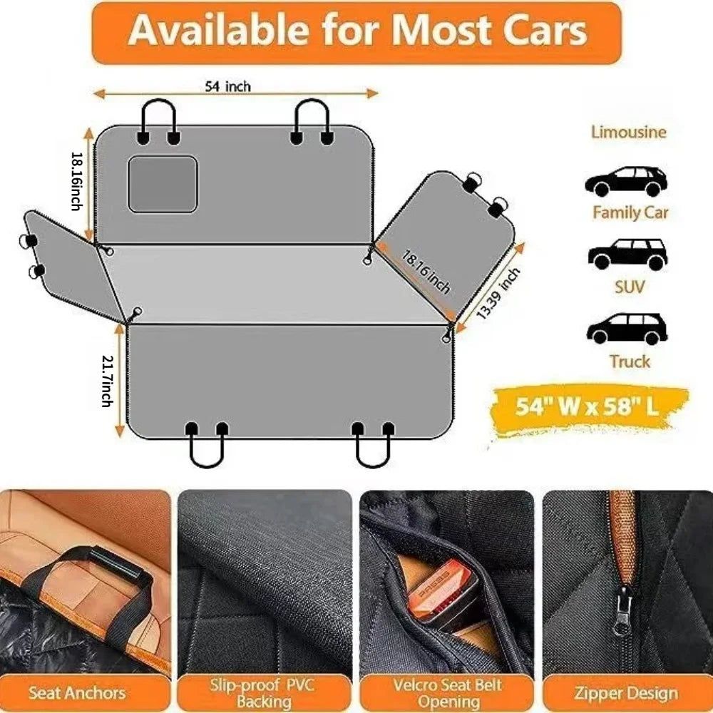 1Pcs Dog Car Seat Cover Waterproof Pet Dog Carriers Travel Mat Hammock For Small Medium Large Dogs Car Rear Back Seat Safety Pad