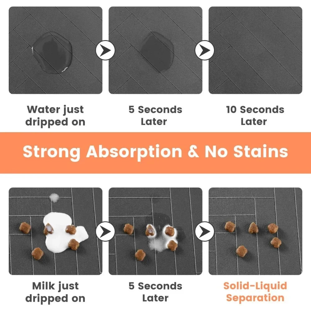 Cat & Dog Feeding Mat for Food and Water Bowl-Pet Mat Absorbent Non-Slip Quick Dry Water Bowl Dispenser Mat for Messy Drinkers