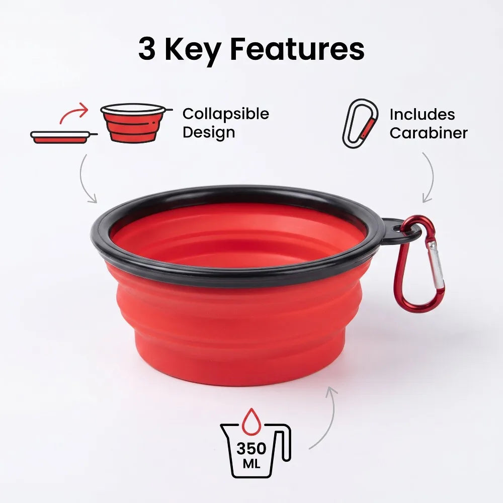 Portable TPE Foldable Pet Bowl, All Breeds Dog Cat Feeding Dish, Outdoor Travel Camping Daily Pet Accessories with Buckle