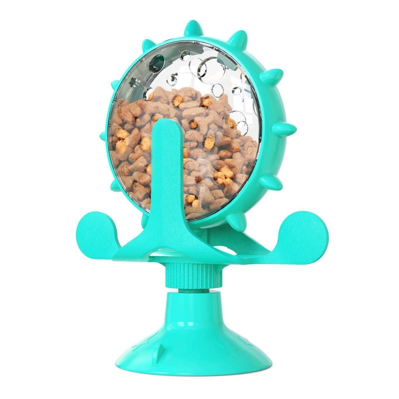 Cat and Dog Feeding Station, Rolling Wheel Food Dispenser, Pet Toy, Stress Relief and Self-Amusement Item