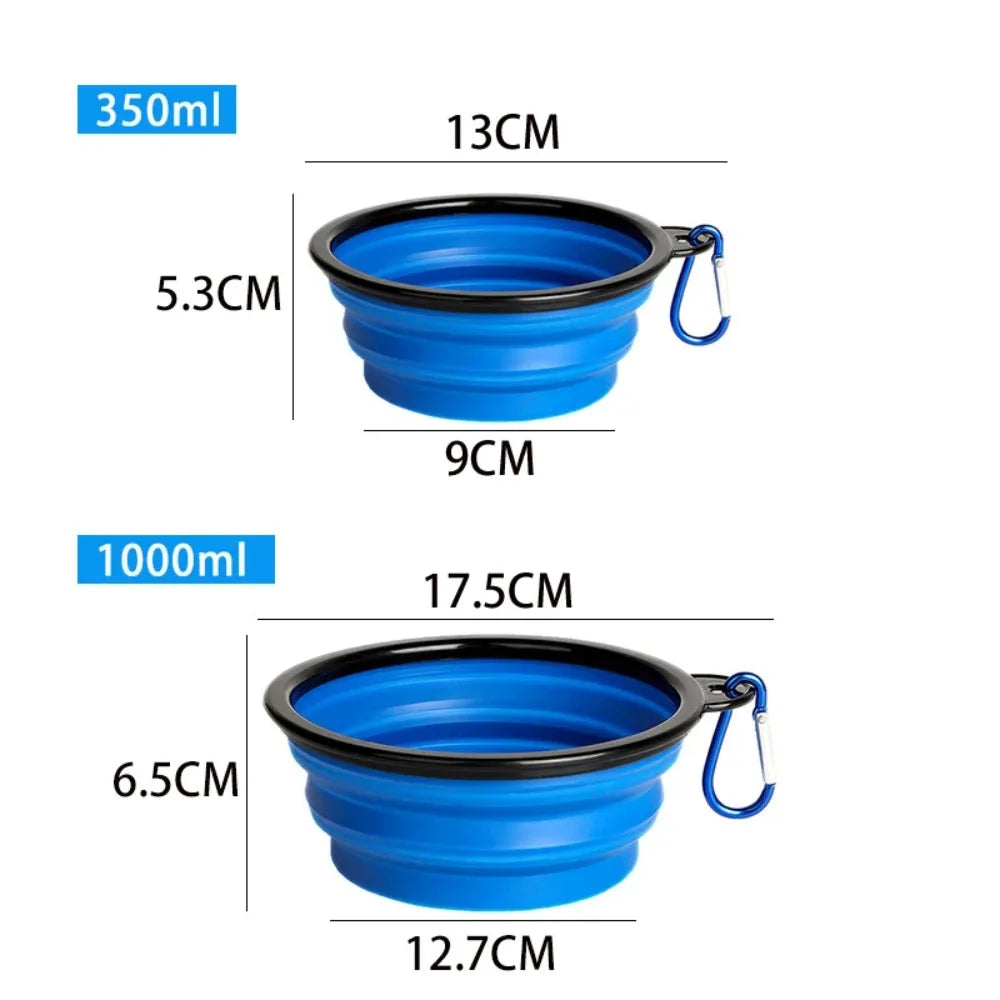 Portable TPE Foldable Pet Bowl, All Breeds Dog Cat Feeding Dish, Outdoor Travel Camping Daily Pet Accessories with Buckle