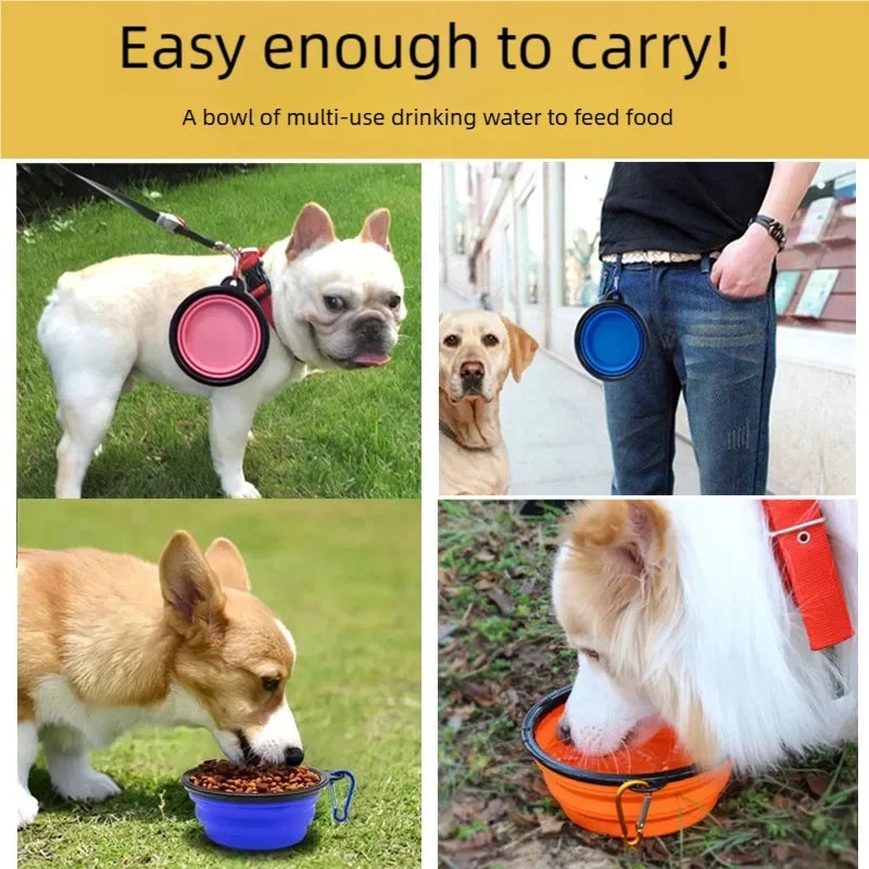 Foldable Silicone TPR Pet Bowl Portable Travel Water Food Bowl Durable Collapsible Feeder for Cat Dog Outdoor Camping