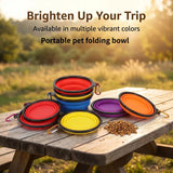 Portable TPE Foldable Pet Bowl, All Breeds Dog Cat Feeding Dish, Outdoor Travel Camping Daily Pet Accessories with Buckle