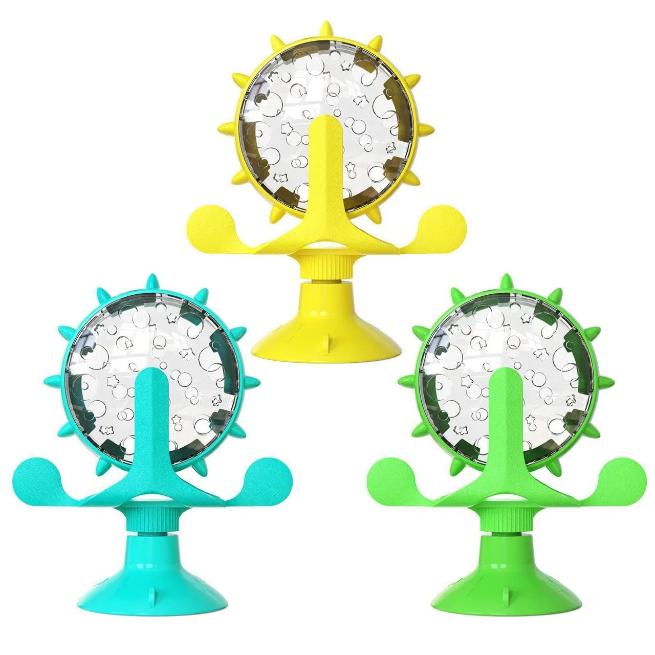 Cat and Dog Feeding Station, Rolling Wheel Food Dispenser, Pet Toy, Stress Relief and Self-Amusement Item